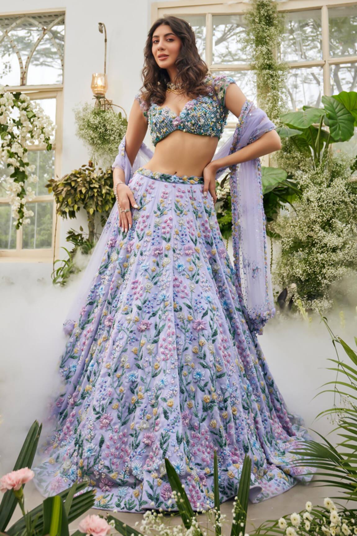 Baya Floral Sequin & Bead Embroidered Lehenga Set 