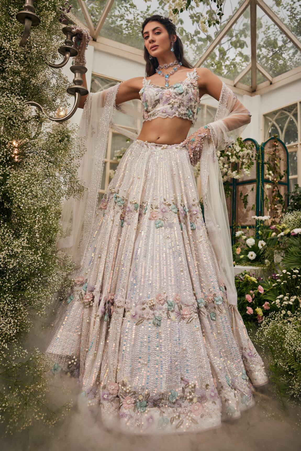 Baya 3D Floral & Sequin Embroidered Lehenga Set 