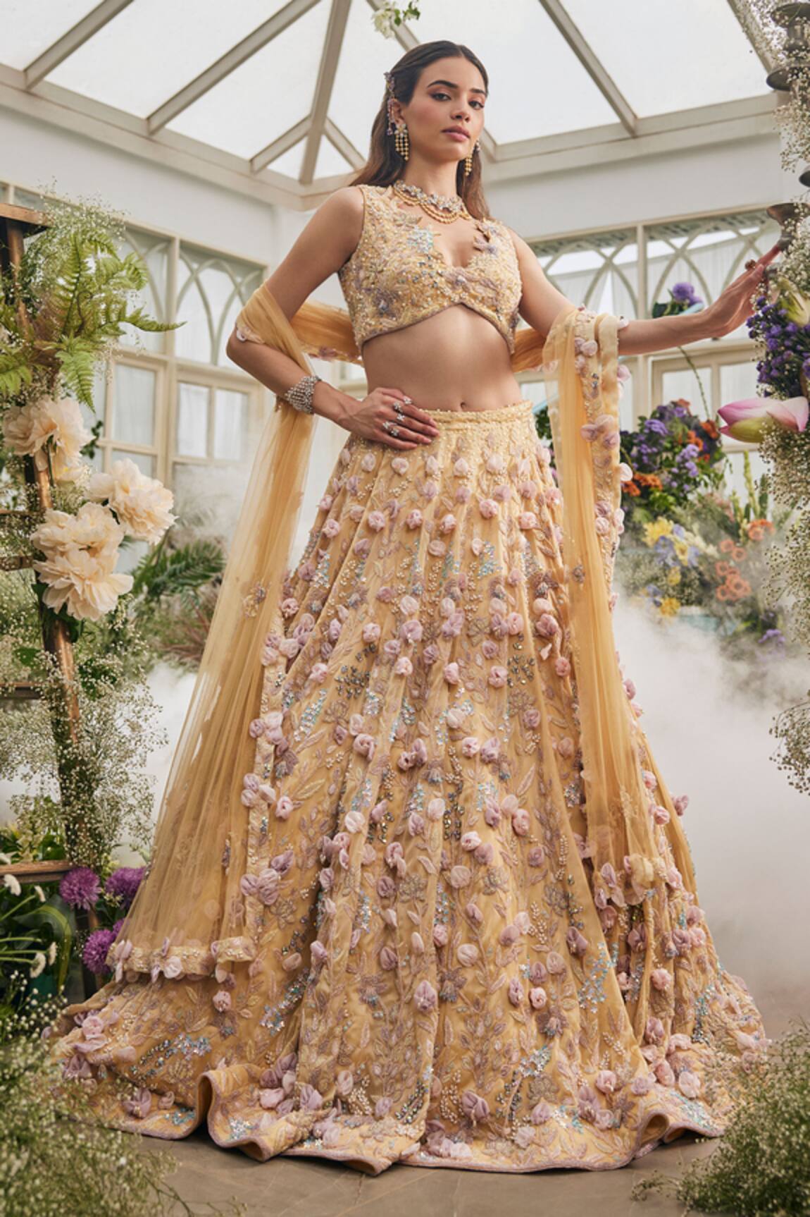 Baya 3D Floral Embroidered Lehenga Set 