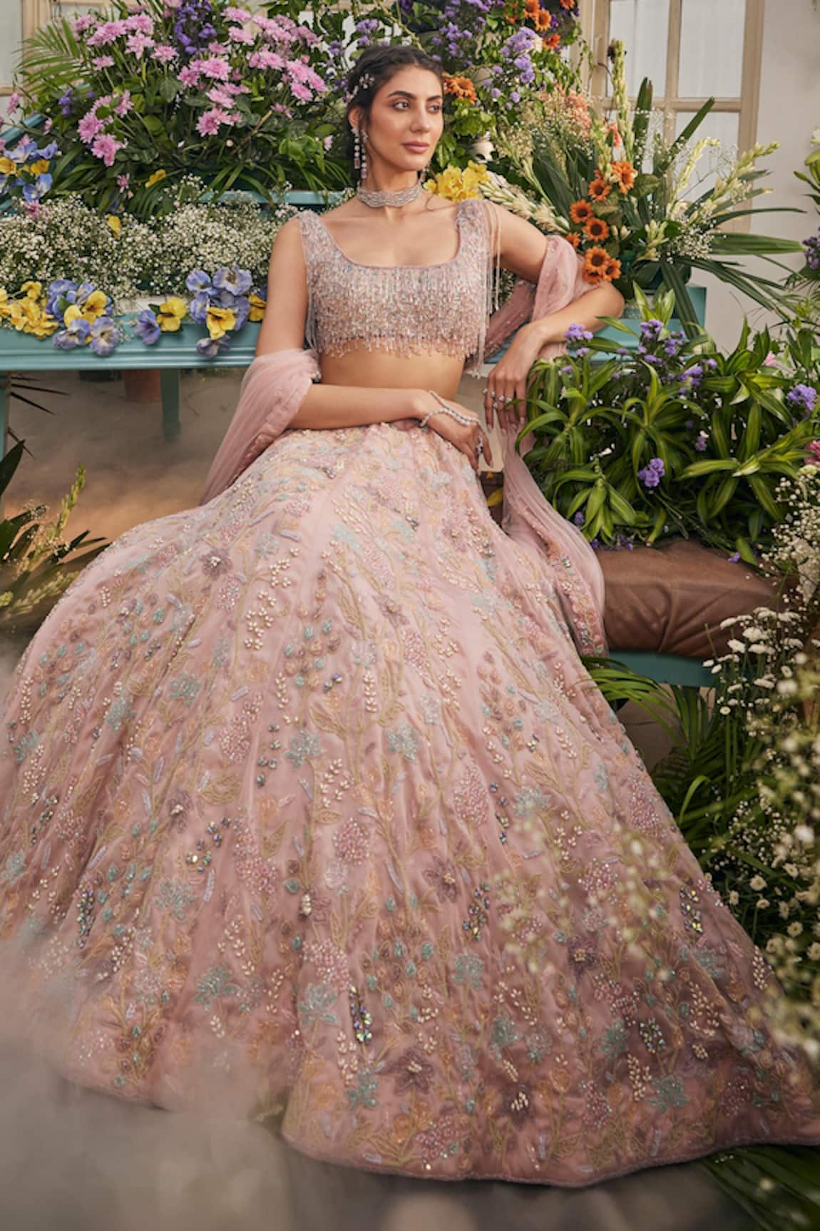 Baya Hand Embroidered Beaded Lehenga Set 