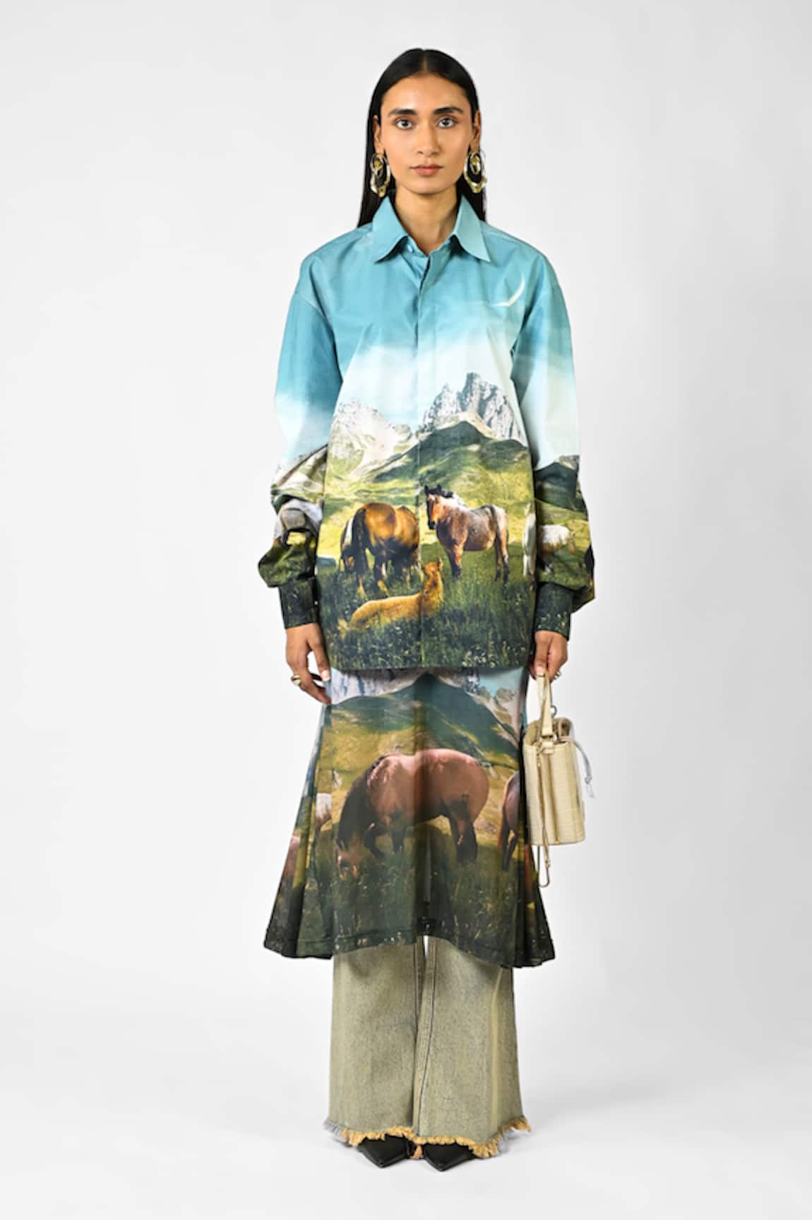 Huemn Open Fields Print Cotton Shirt 