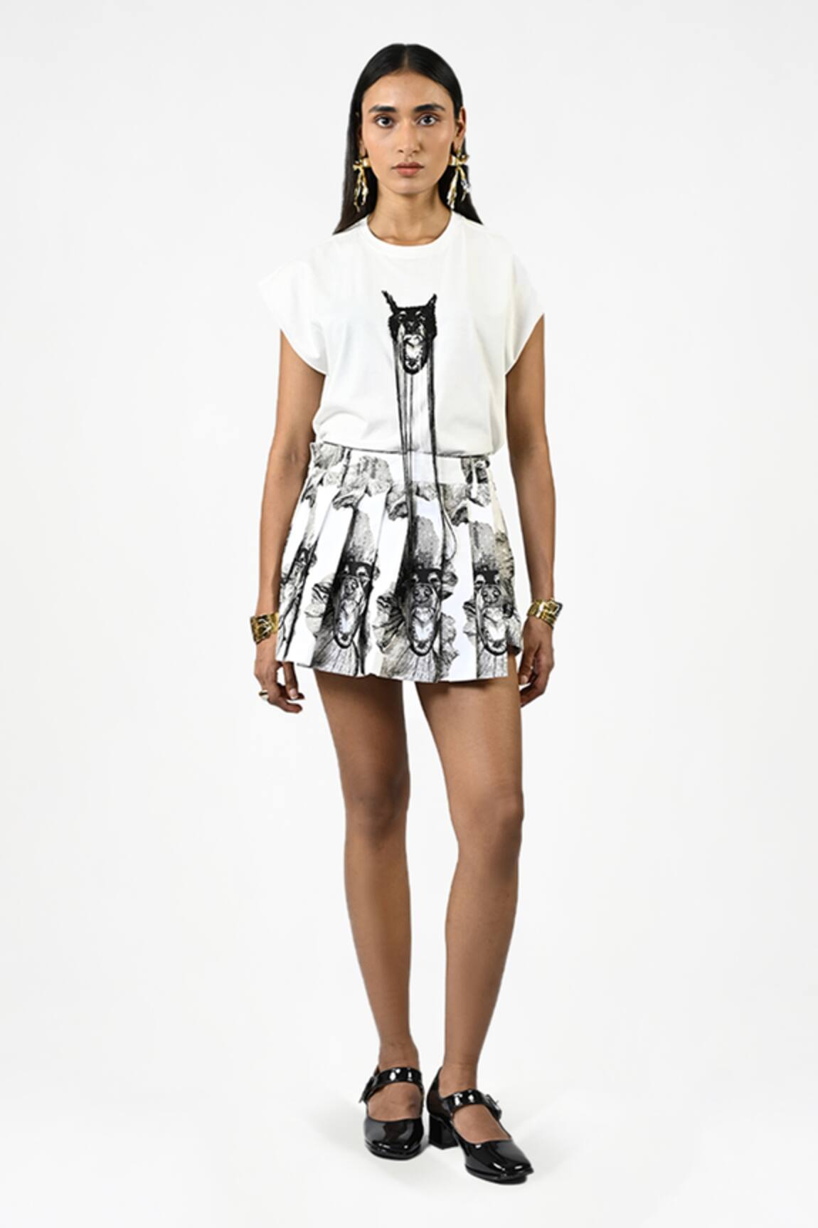 Huemn Hybrid Pleated Shorts Skirt 