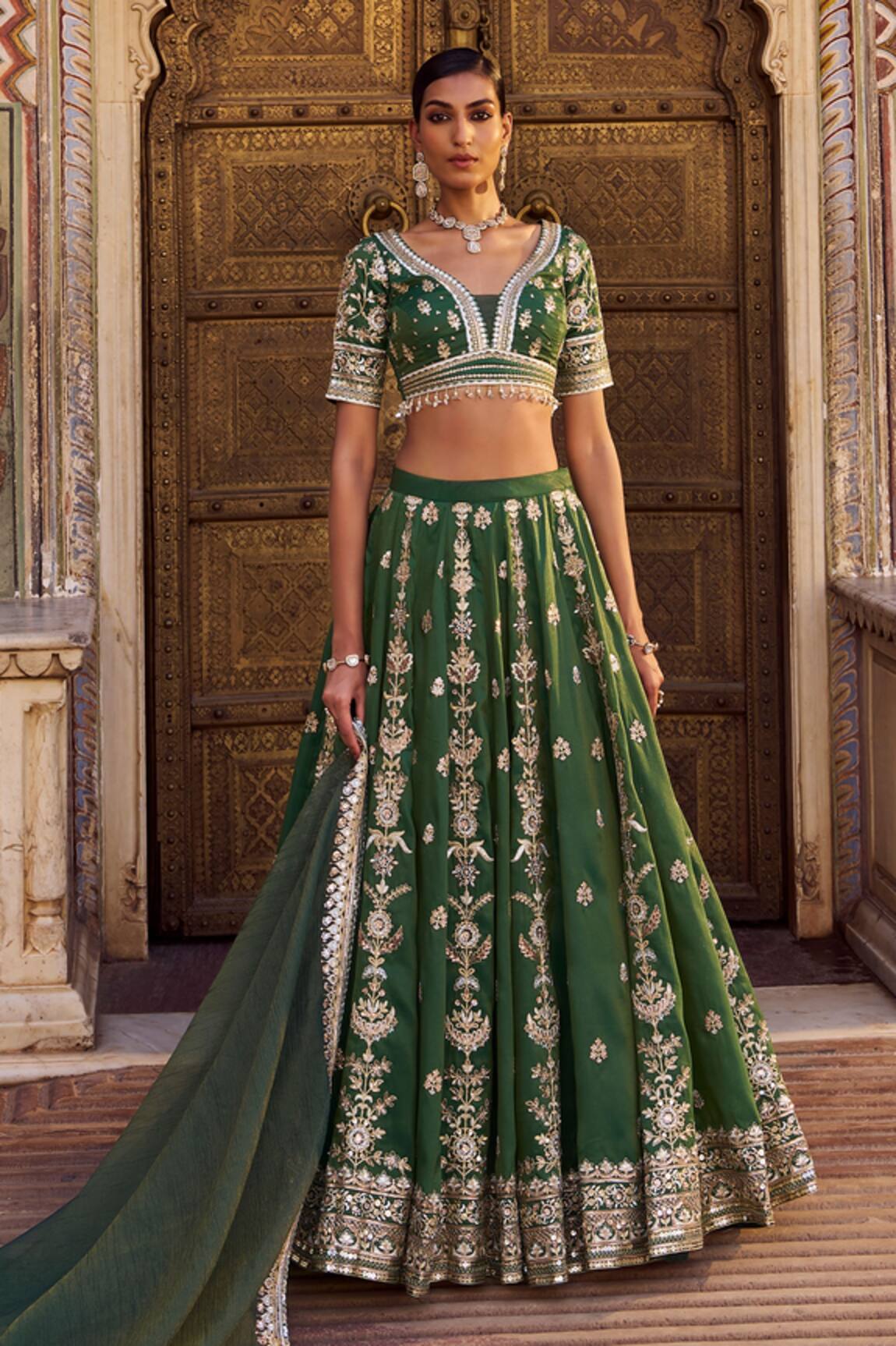 Lashkaraa Embroidered Silk Lehenga Set 