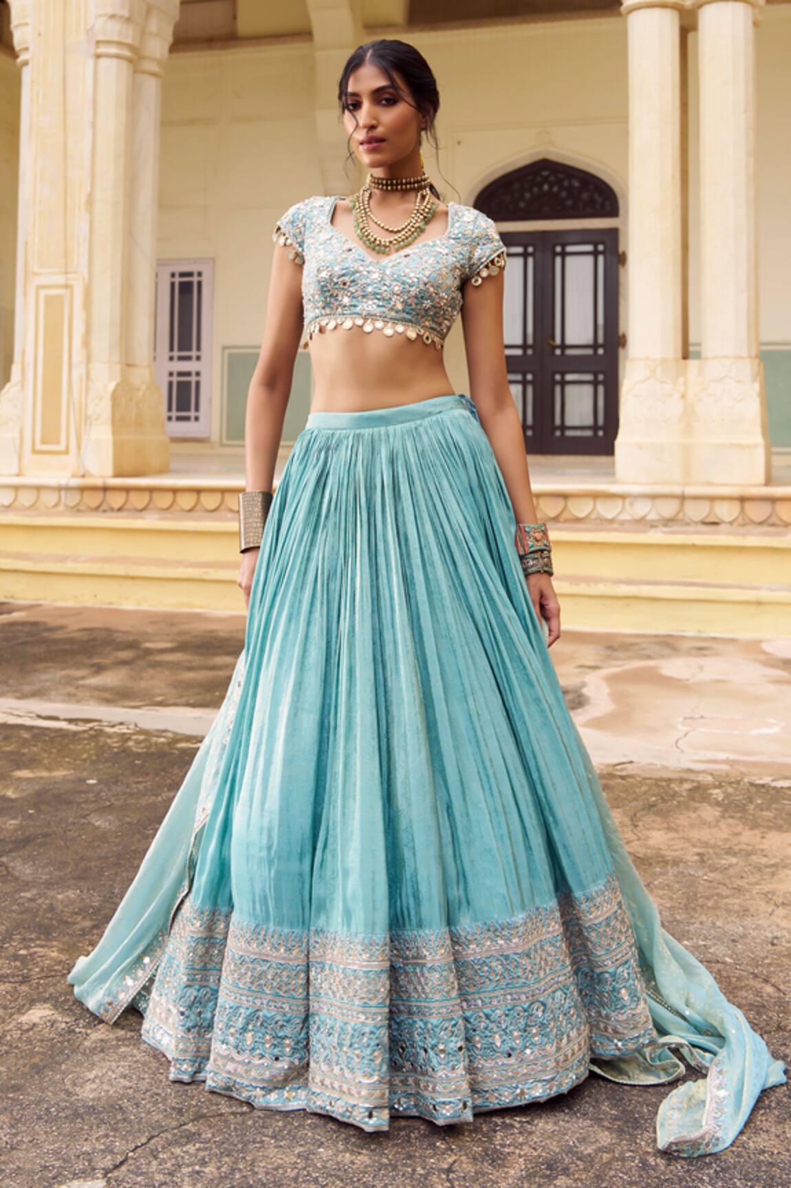 Lashkaraa Embroidered Silk Lehenga Set 