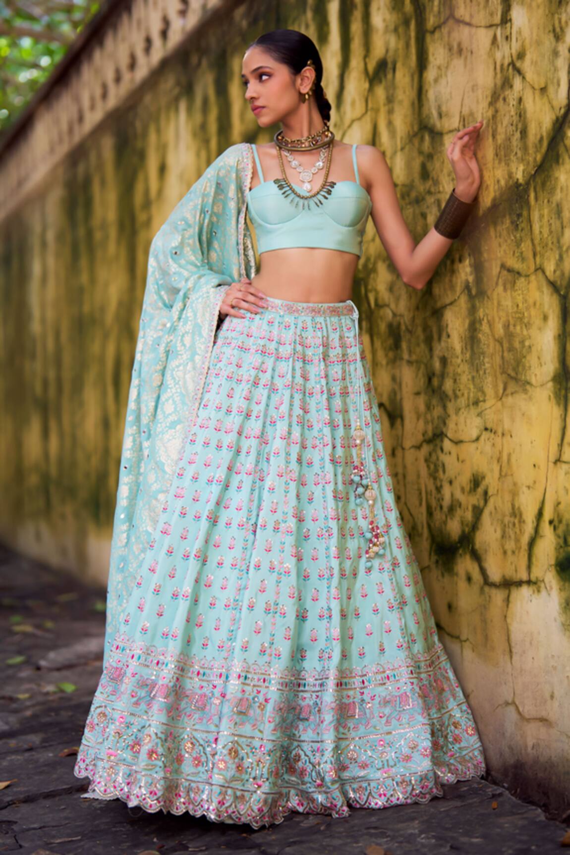 Lashkaraa Embroidered Lehenga Set With Brocade Dupatta 