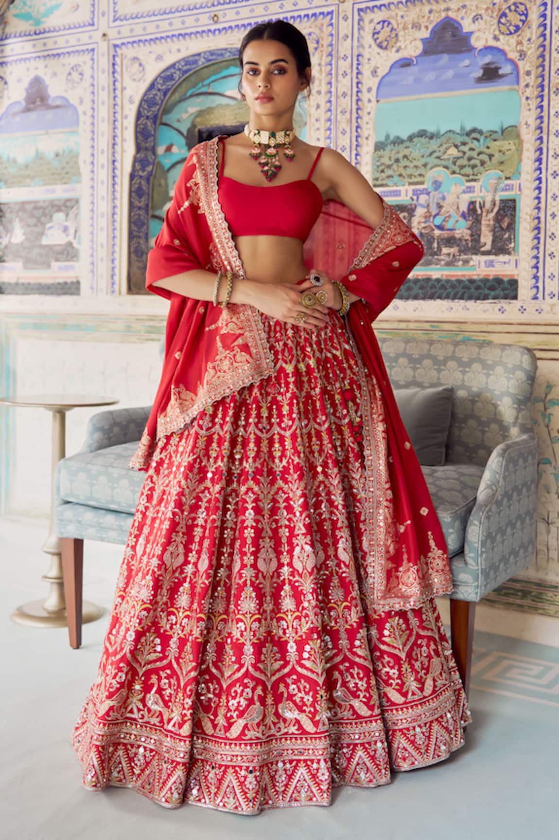Lashkaraa Embroidered Viscose Silk Lehenga Set 