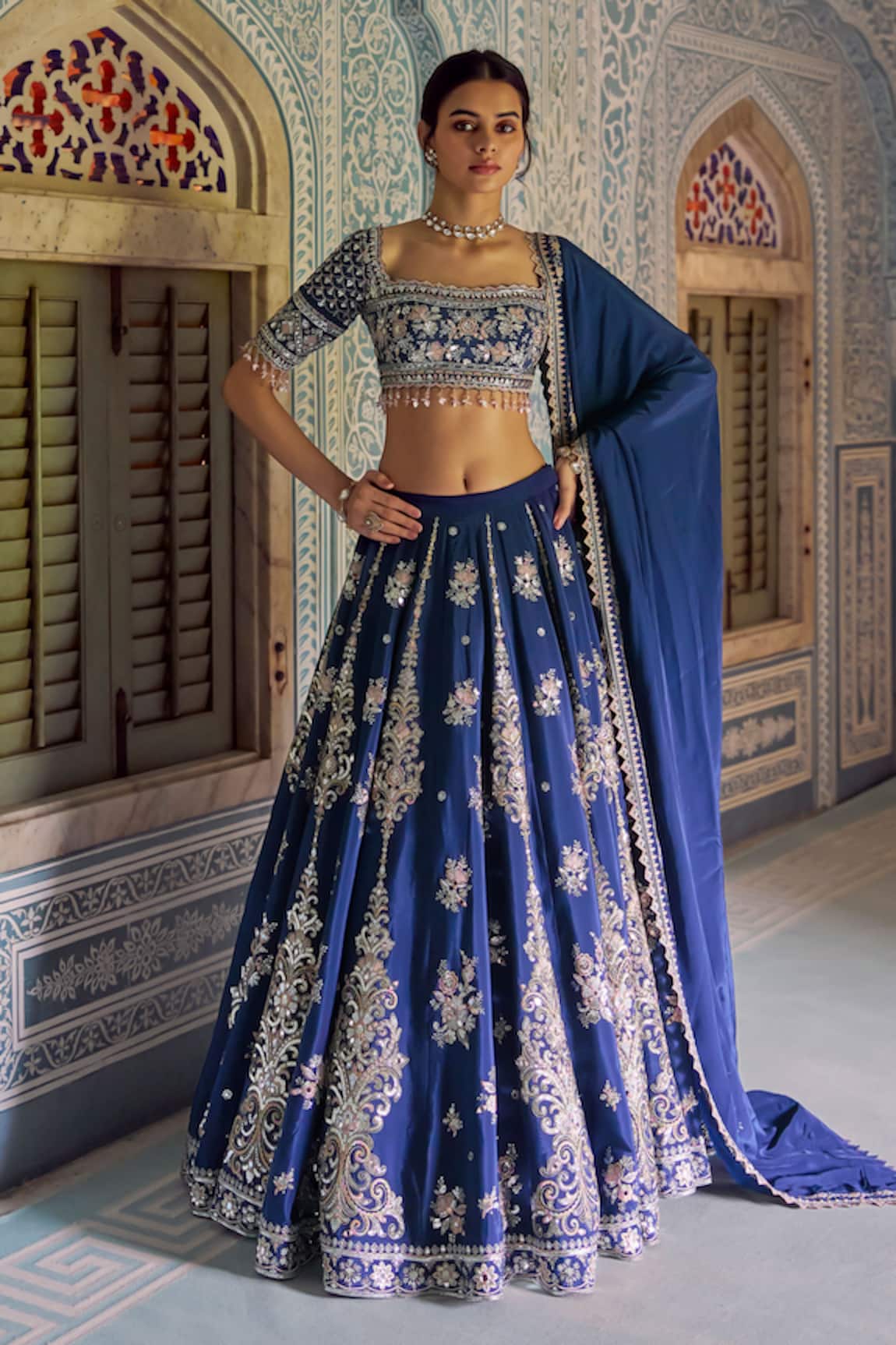 Lashkaraa Embroidered Zari, Thread & Mirror Lehenga Set 