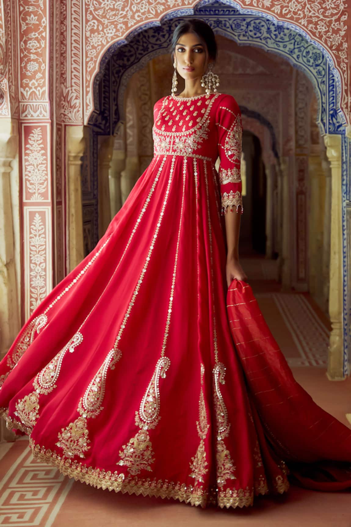 Lashkaraa Embroidered Silk Anarkali Set With Dupatta 
