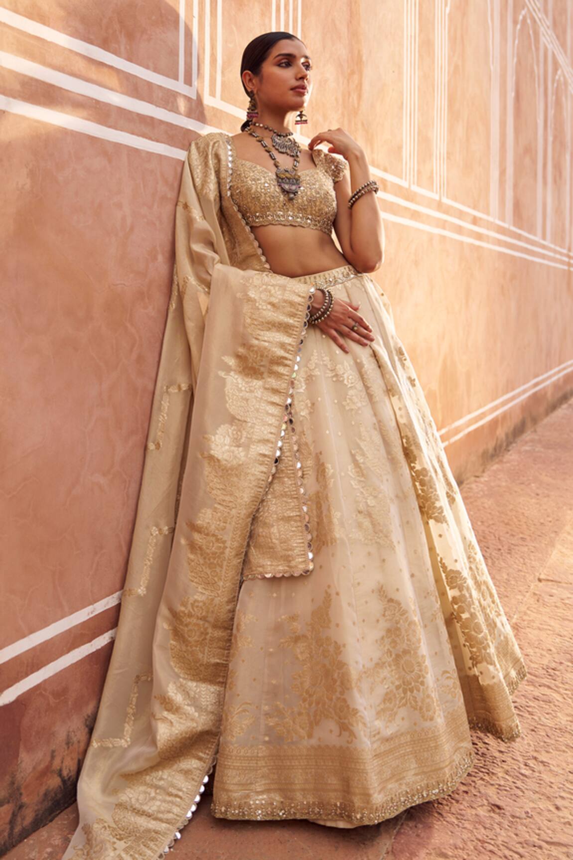 Lashkaraa Embroidered Viscose Tissue Lehenga Set 