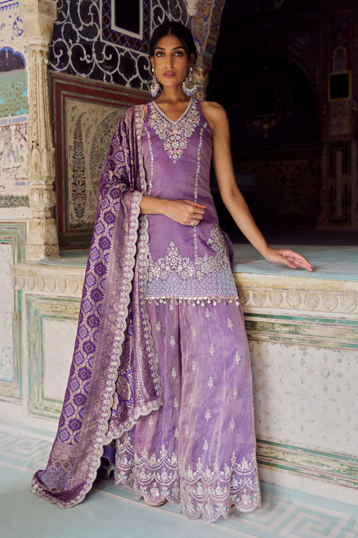 Lashkaraa Embroidered Silk Kurta Sharara & Brocade Dupatta 