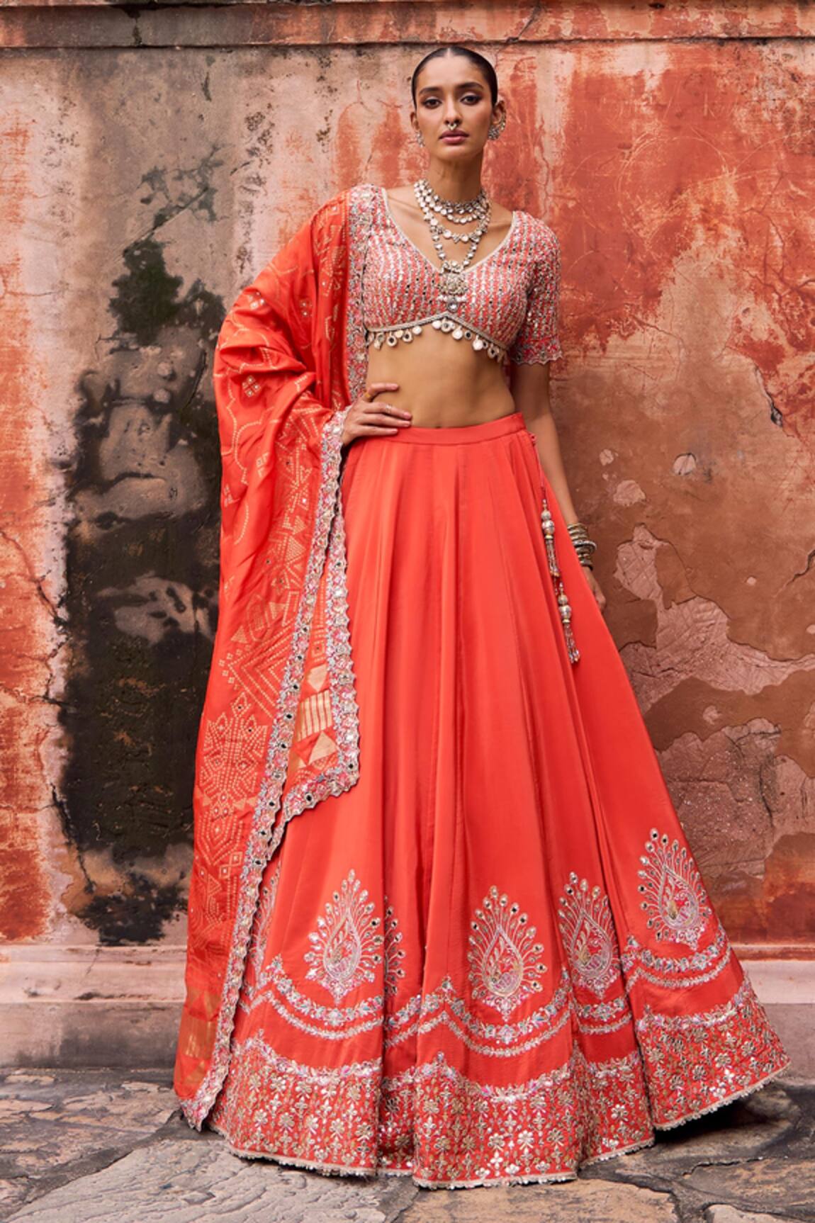 Lashkaraa Embroidered Viscose Silk Lehenga Set 