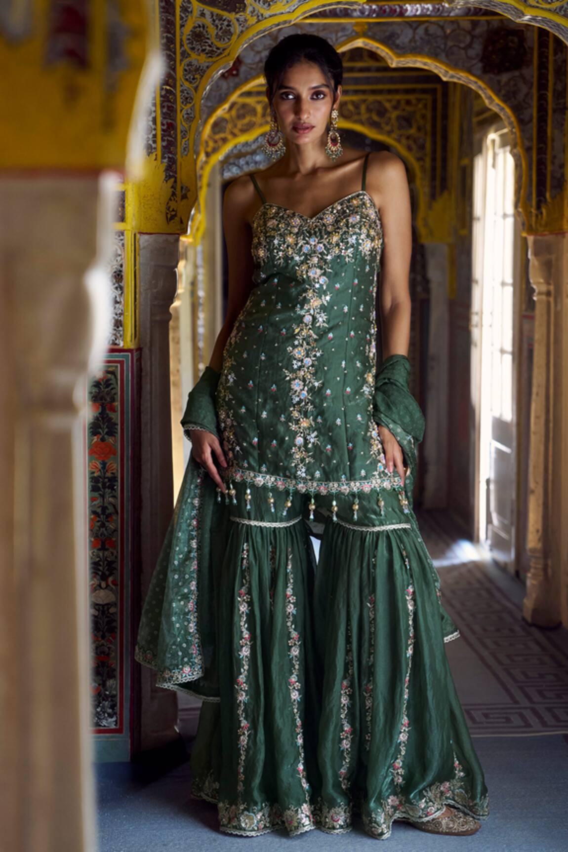 Lashkaraa Embroidered Kurta Gharara & Dupatta Set 