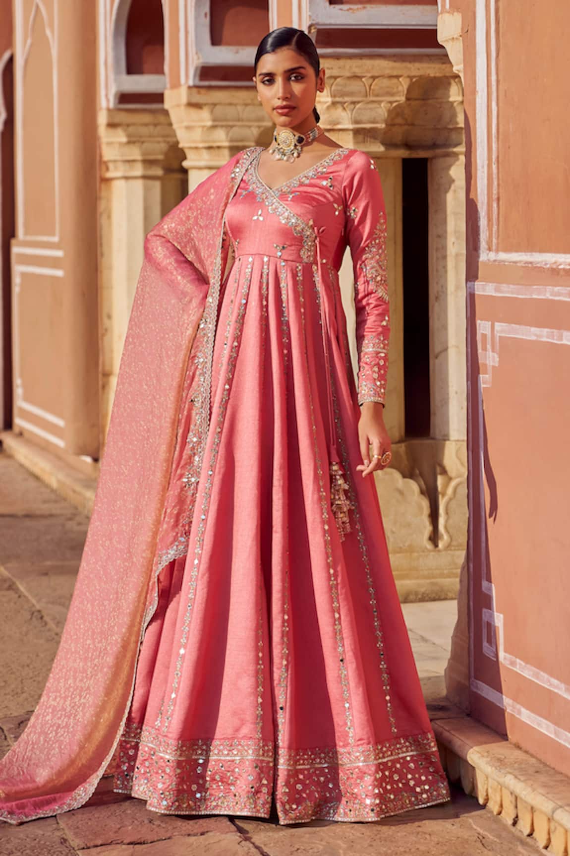 Lashkaraa Embroidered Silk Anarkali With Dupatta 