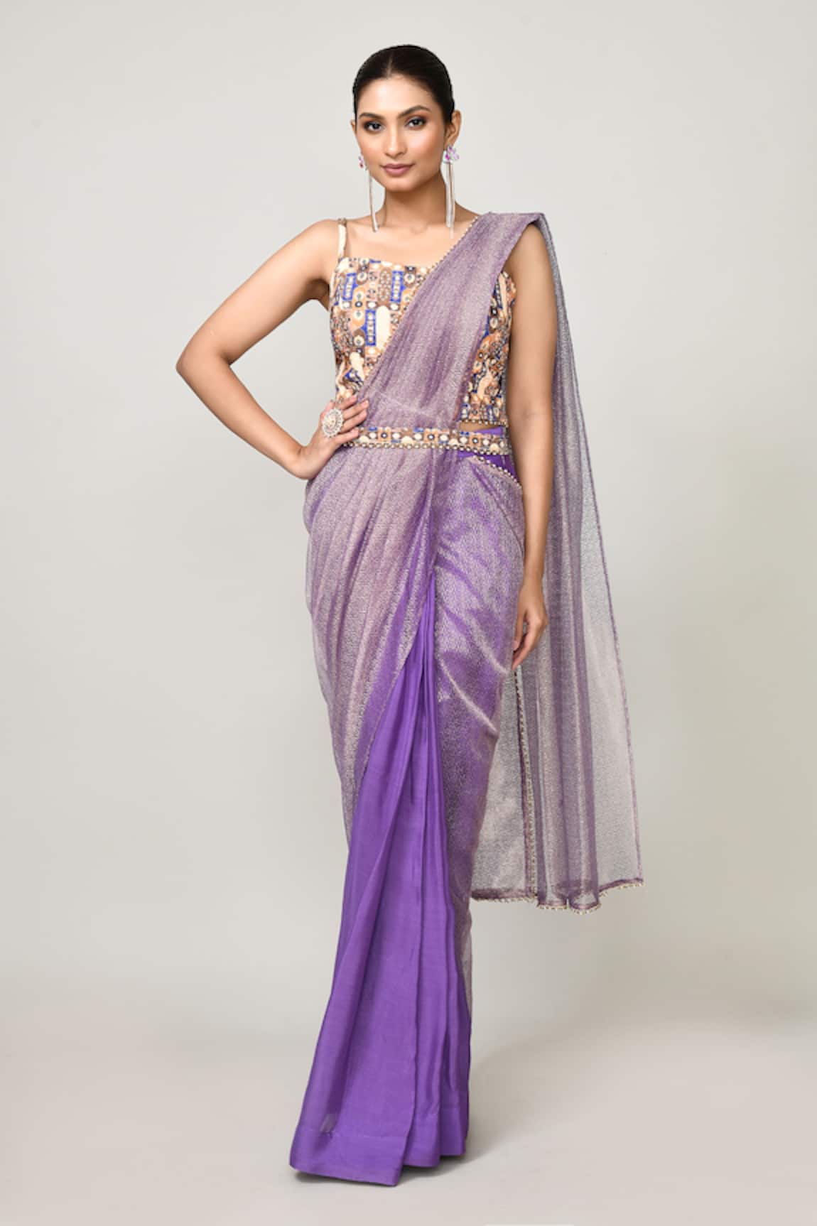 Sayisha Draped Saree With Multicolor Blouse 