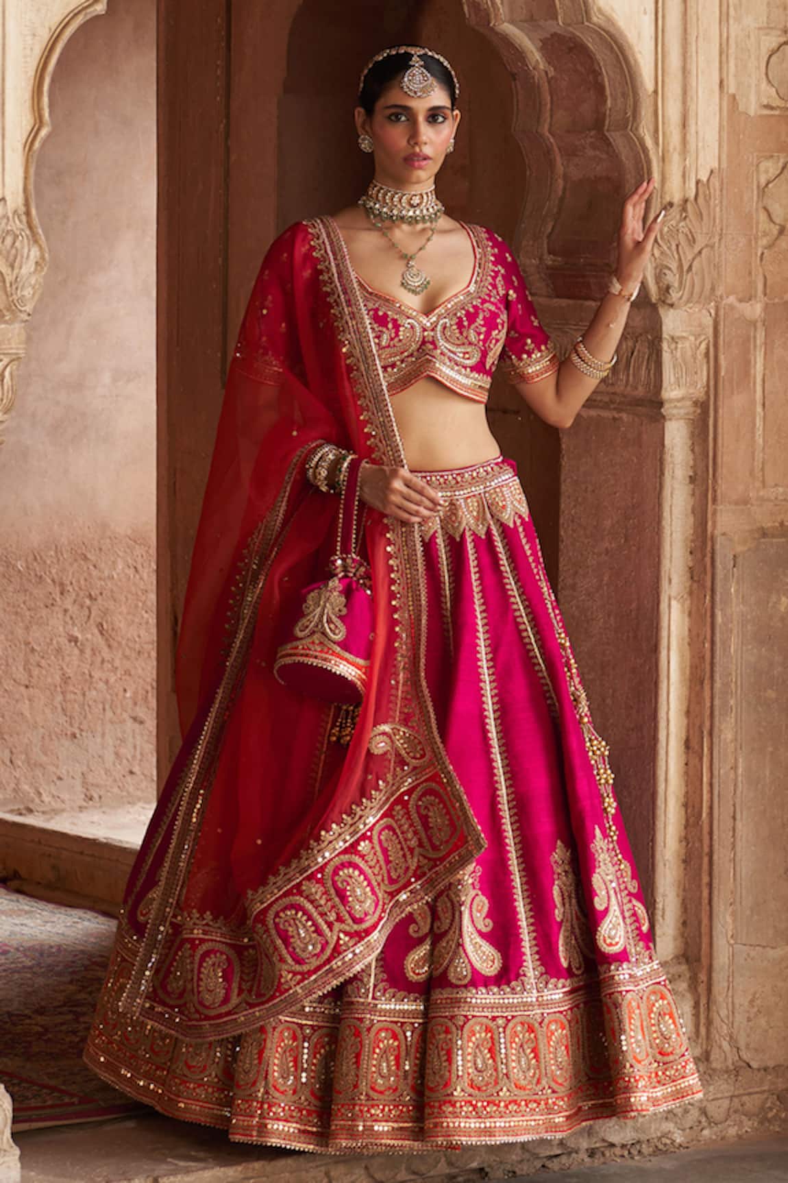 Sheetal Batra Amara Kashmiri Tilla & Gota Patti Embroidered Lehenga Set
