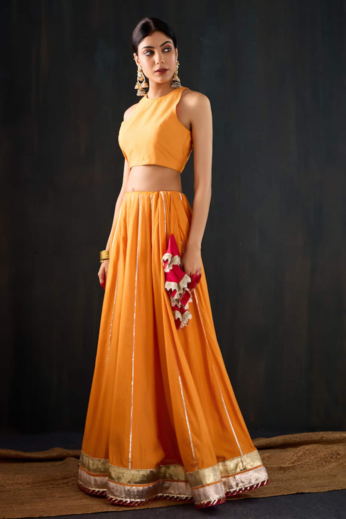 Tuli Pankh Striped Lehenga & Halter Blouse Set 