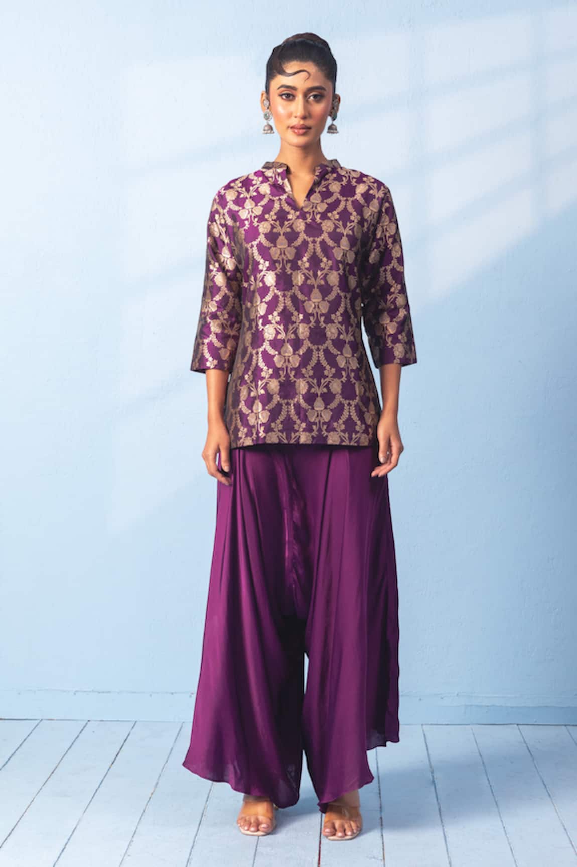 Vishwa By Pinki Sinha Banarsi Woven Kurta & Draped Pant Set 