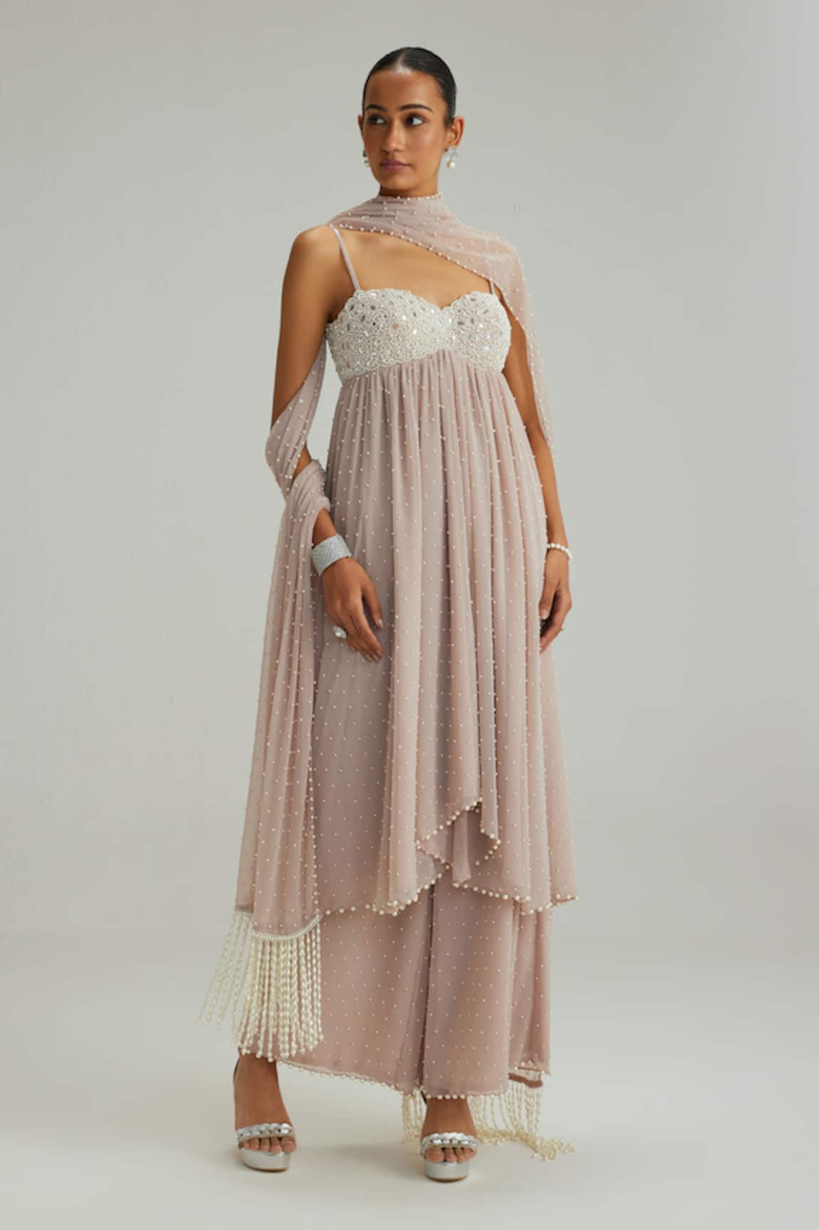 Vvani By Vani Vats Ash Pink Kurta Pant Set