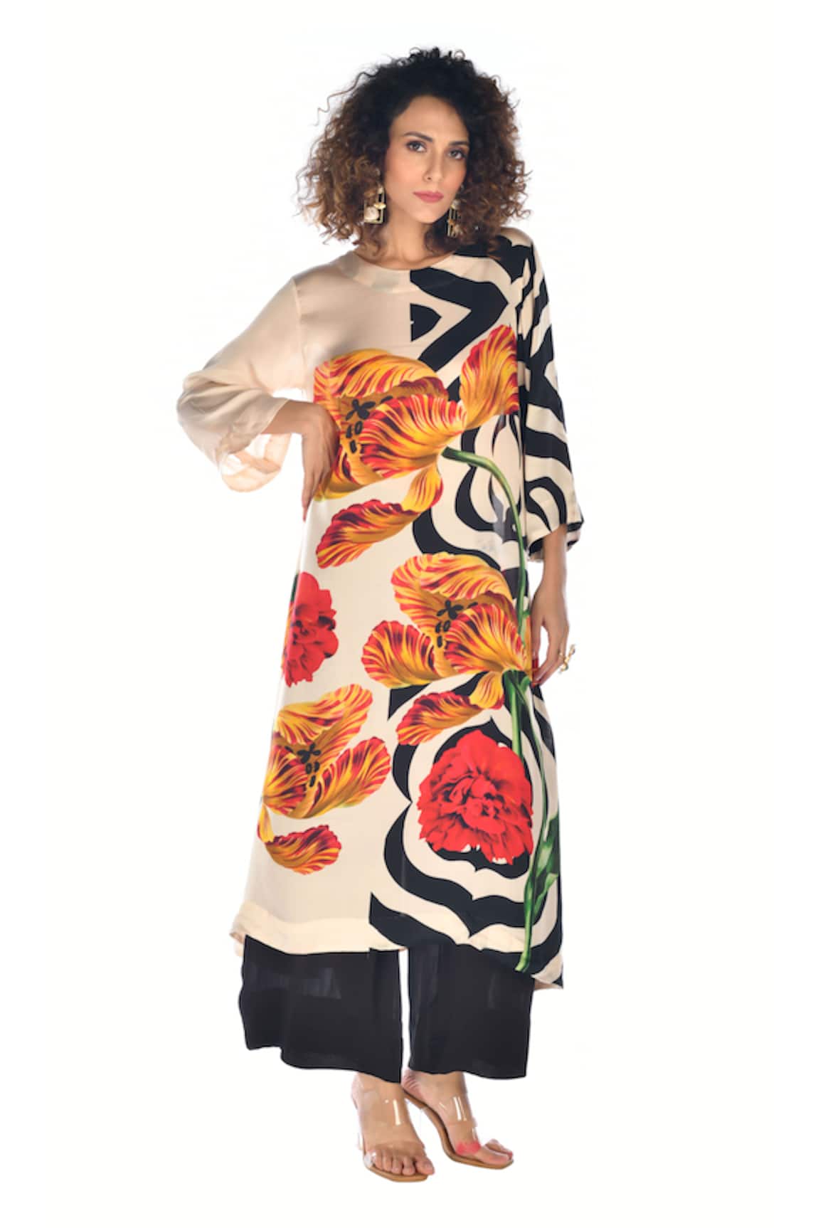 ISADAA BY ROTNA DUTT Digital Printed Tulip & Abstract Kurta Palazzo 