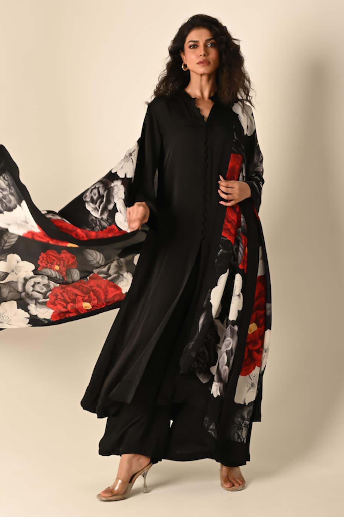 ISADAA BY ROTNA DUTT Digital Print Satin Georgette Kurta Set 