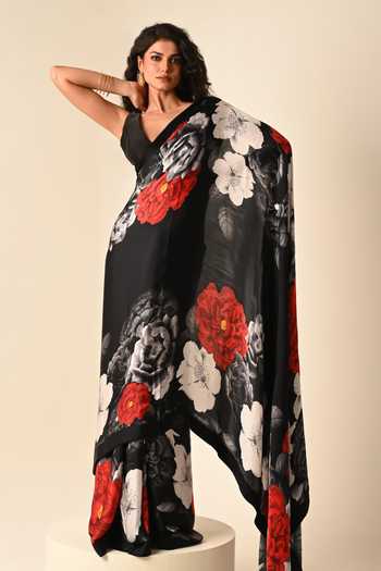 ISADAA BY ROTNA DUTT Digital Printed Saree With Satin Border 