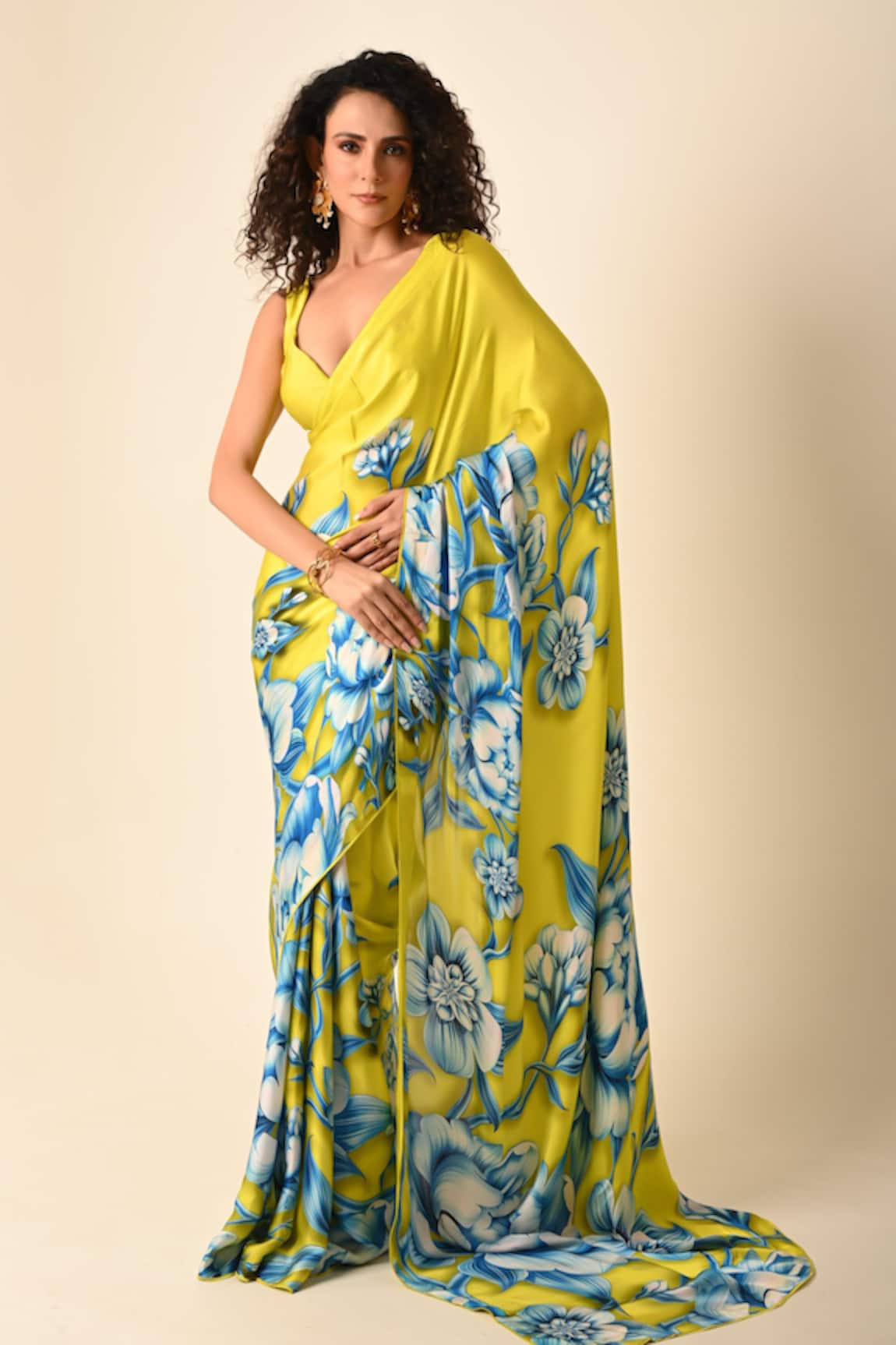 ISADAA BY ROTNA DUTT Digital Floral Print Saree With Satin Border