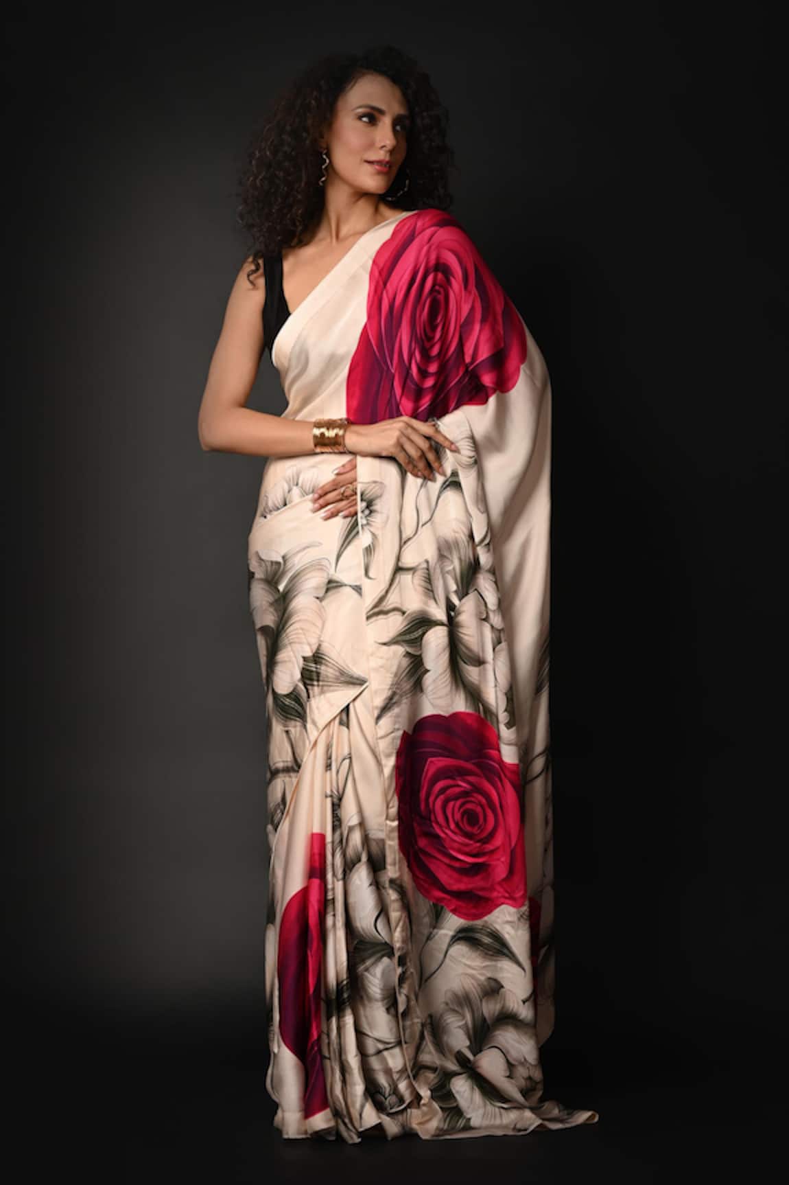 ISADAA BY ROTNA DUTT Digital Printed Saree With Satin Border