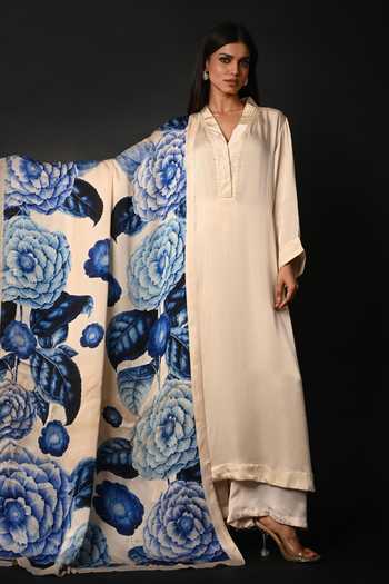 ISADAA BY ROTNA DUTT Digital Floral Printed Satin Organza Dupatta 