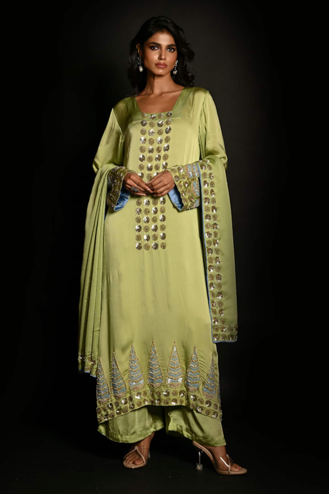 ISADAA BY ROTNA DUTT Sequins & Cutdana Embroidered Kurta Set