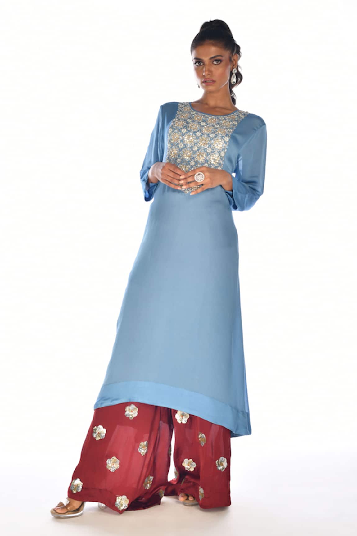 ISADAA BY ROTNA DUTT Gota & Pearl Embroidered Kurta & Pant 