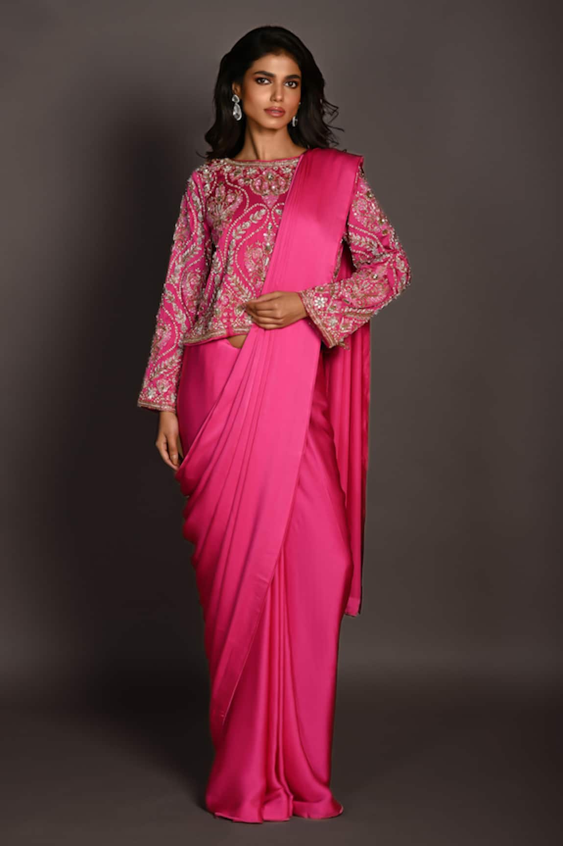 ISADAA BY ROTNA DUTT Sequins & Cutdana Hand Embroidered Saree Set