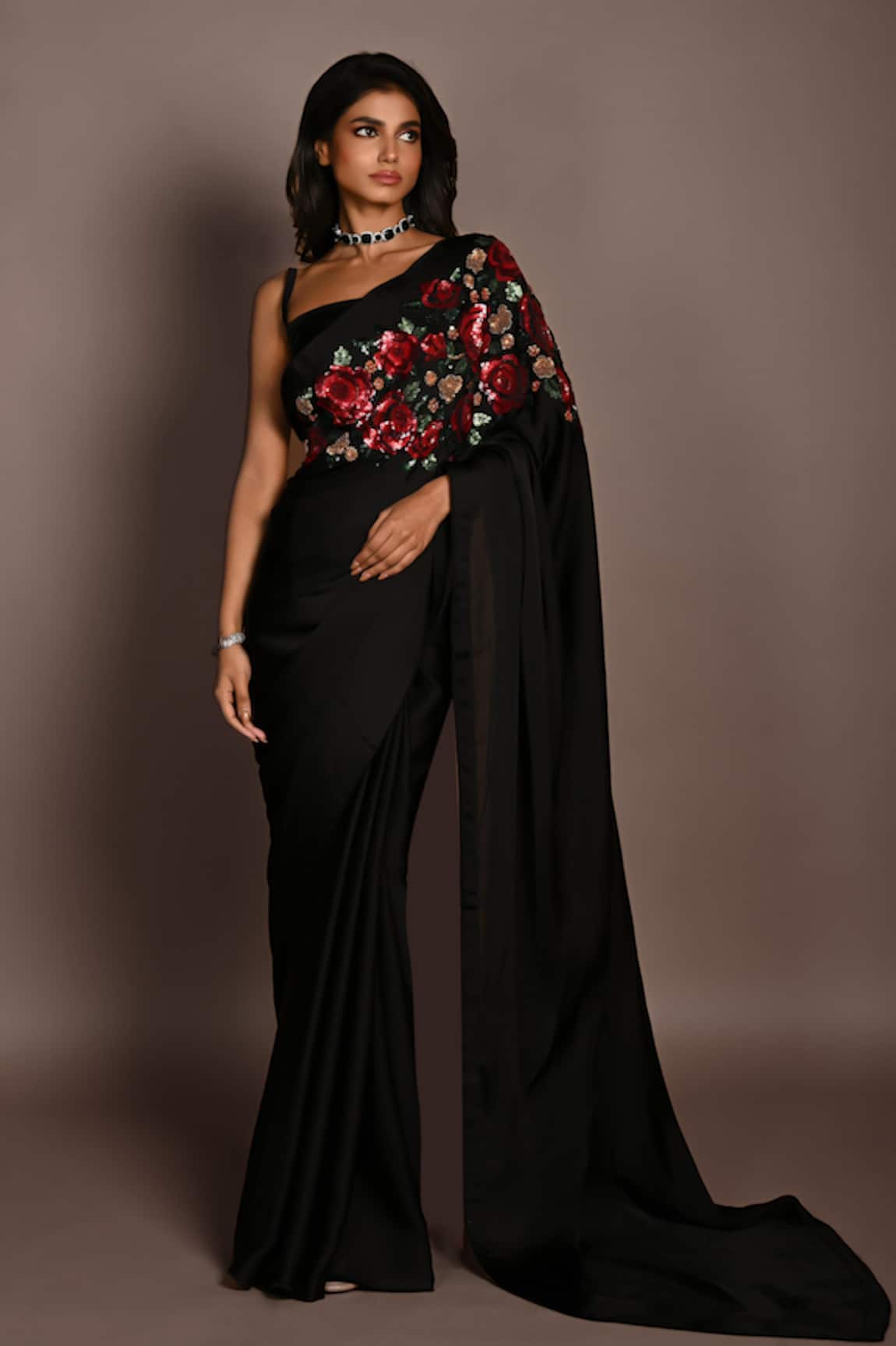 ISADAA BY ROTNA DUTT Sequins & Zardosi Hand Embroidered Saree