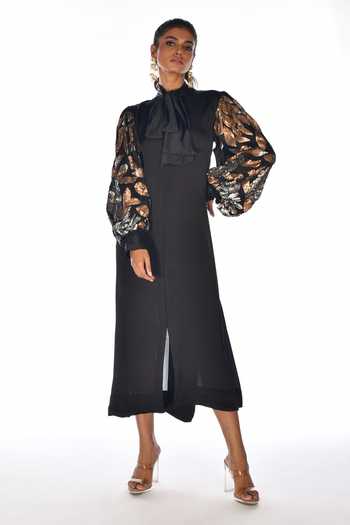 Isadaa By Rotna Dutt Sequined Balloon Sleeve Dress 