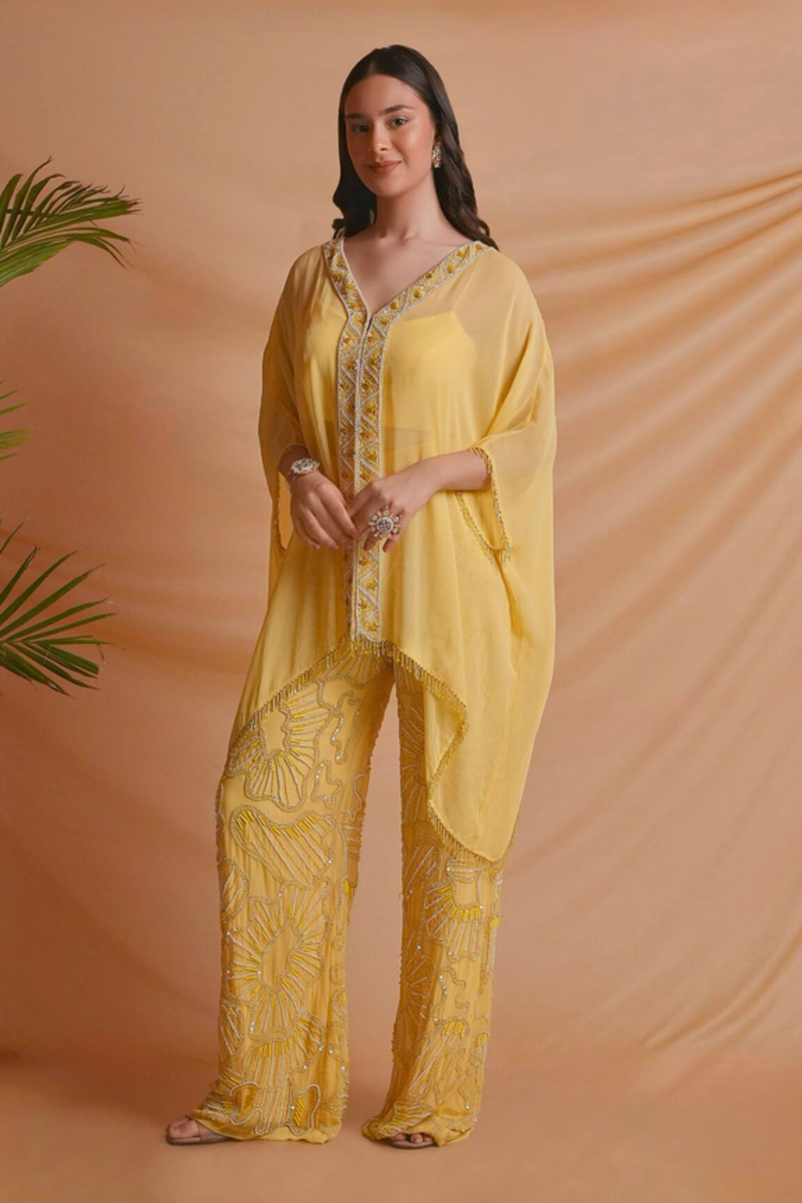 Richa Jaisinghani Label Coastal Embroidered Kaftan Pant Set