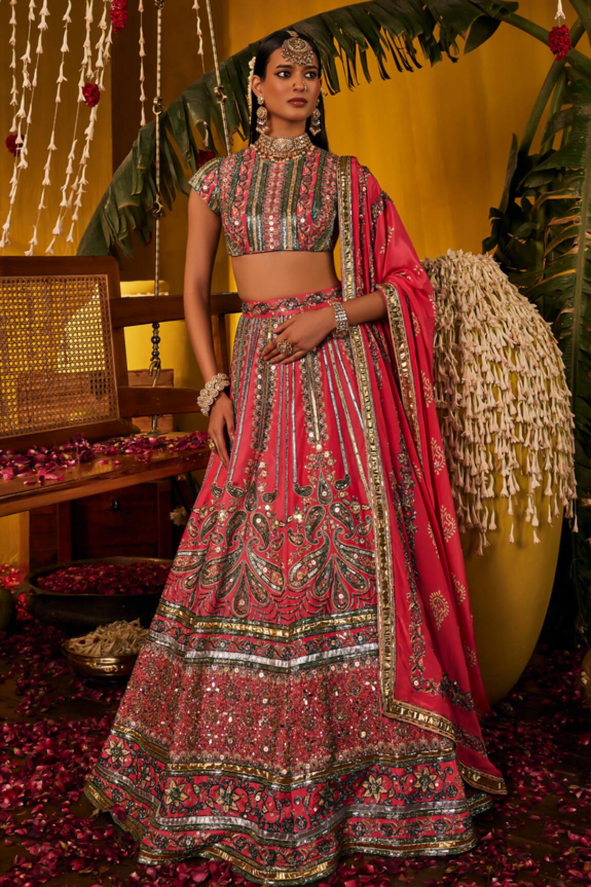 The Royaleum Rosira Embroidered Blouse, Lehenga & Dupatta 