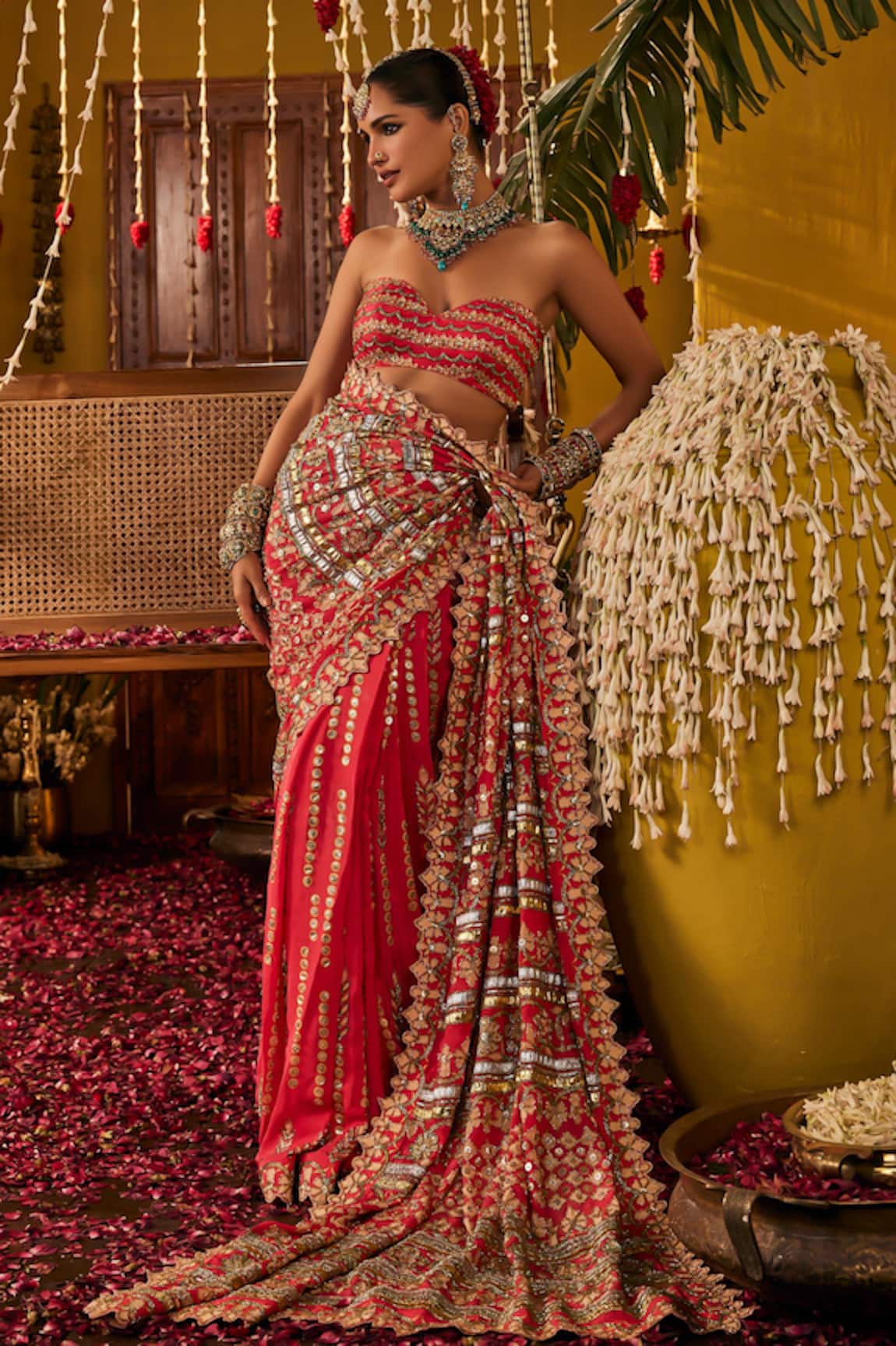 The Royaleum Varnika Embroidered Silk Saree & Blouse Set 