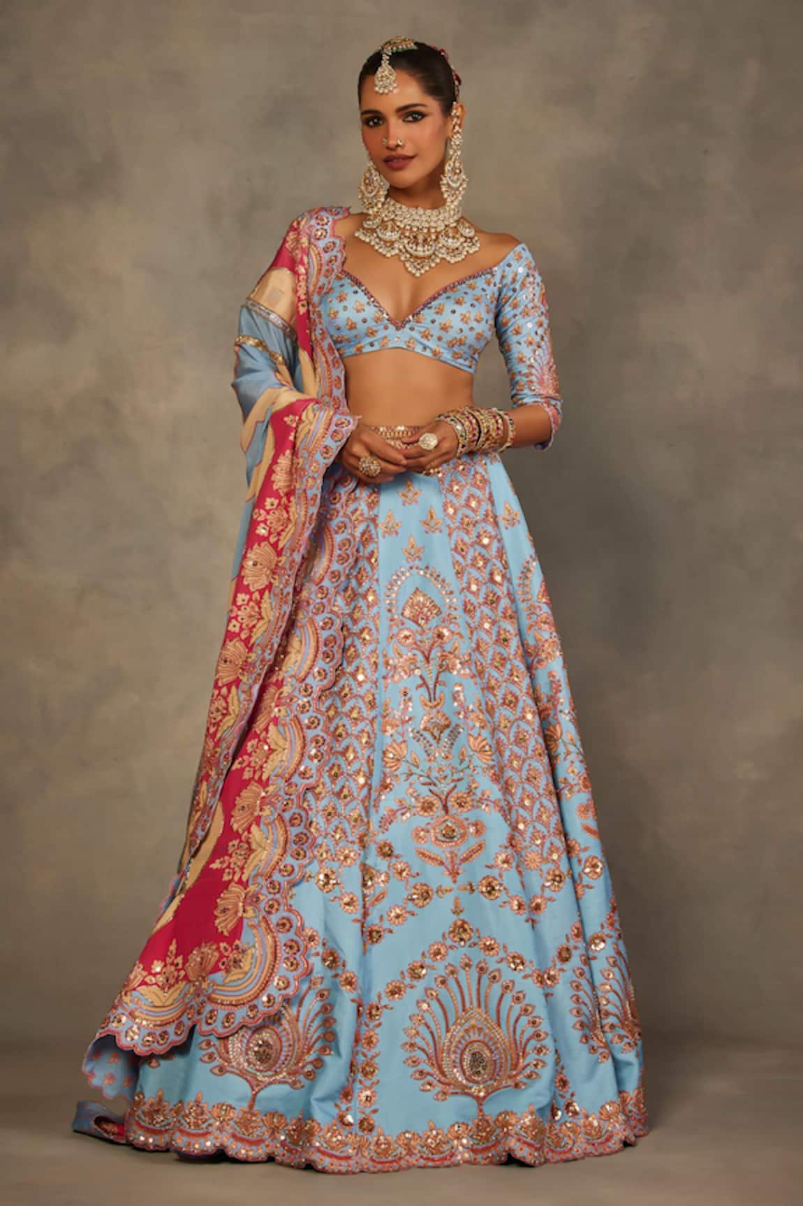 The Royaleum Jhoomer Embroidered Silk Blouse Lehenga & Dupatta Set 