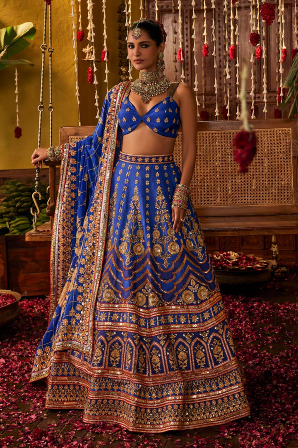 The Royaleum Rasika Embroidered Silk Blouse Lehenga & Dupatta 