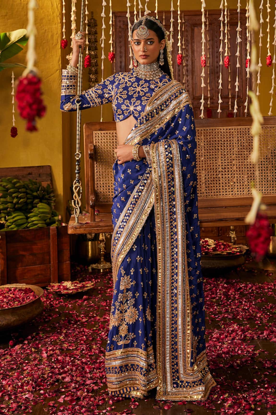 The Royaleum Saher Embroidered Silk Saree & Blouse Set 