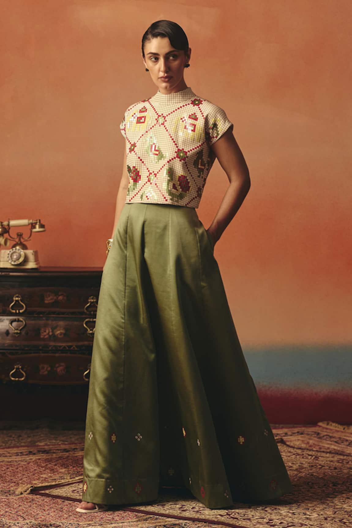 Pooja Rajgarhia Gupta Tota Maina Ikat Crop Top 