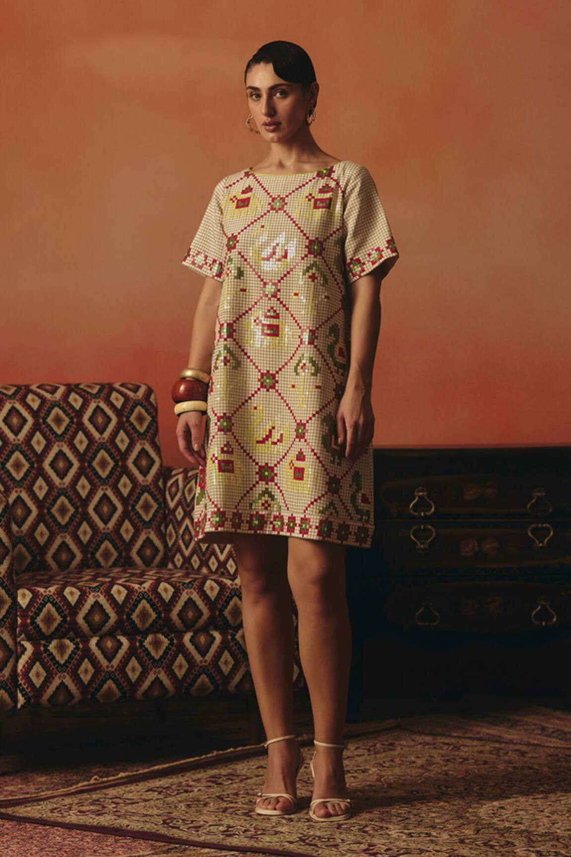 Pooja Rajgarhia Gupta Tota Maina Ikat Pattern Dress 