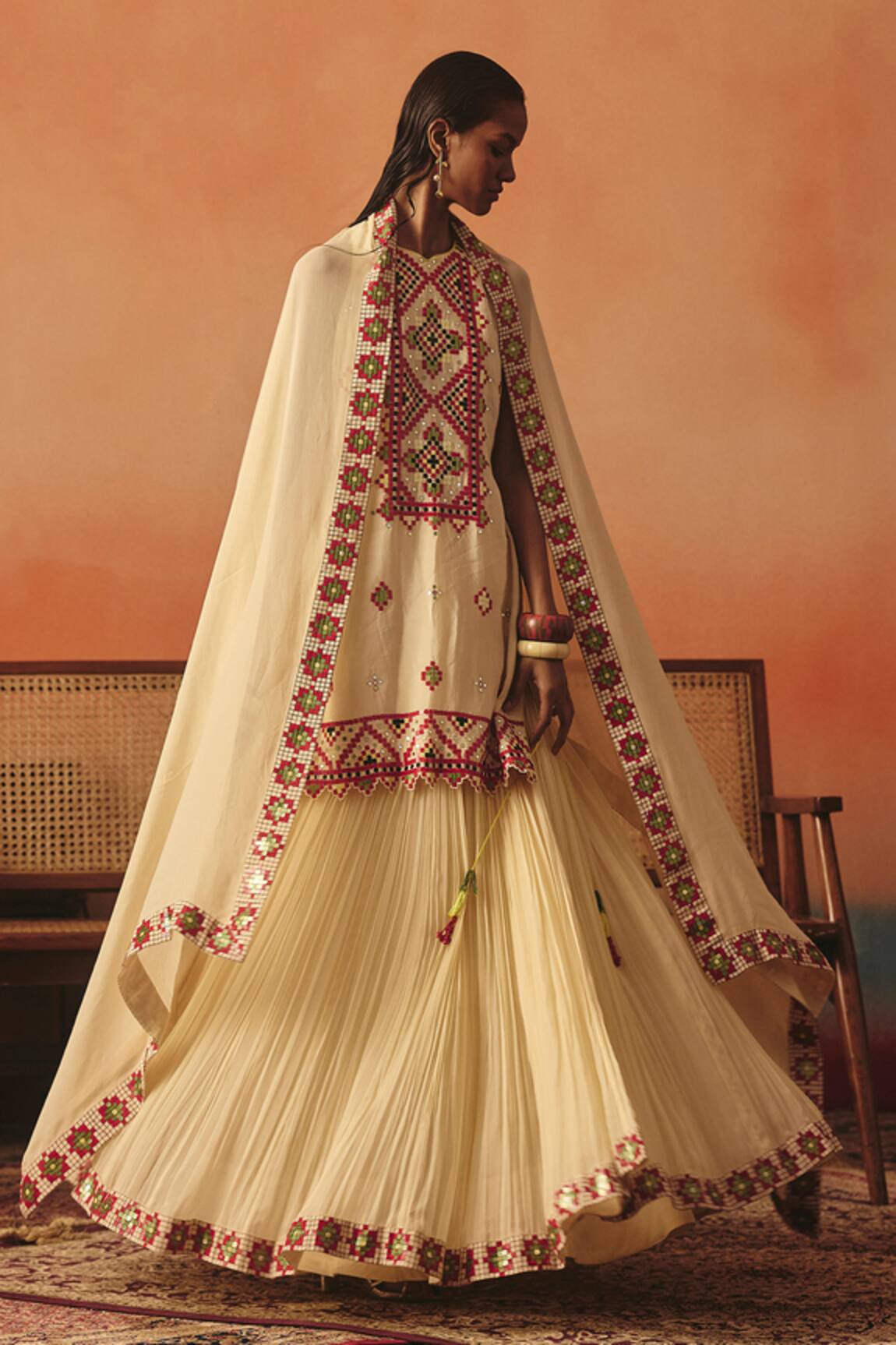 Pooja Rajgarhia Gupta Jharokha Ikat Kurti Lehenga Set 
