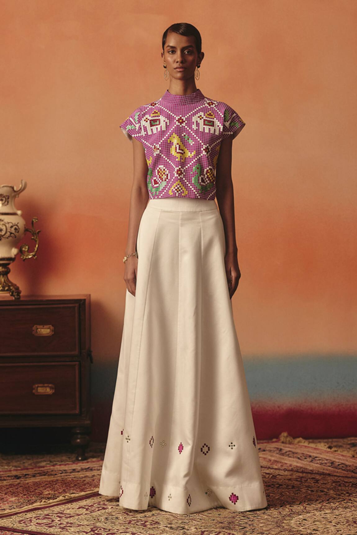 Pooja Rajgarhia Gupta Hansini Ikat Top & Skirt Set 
