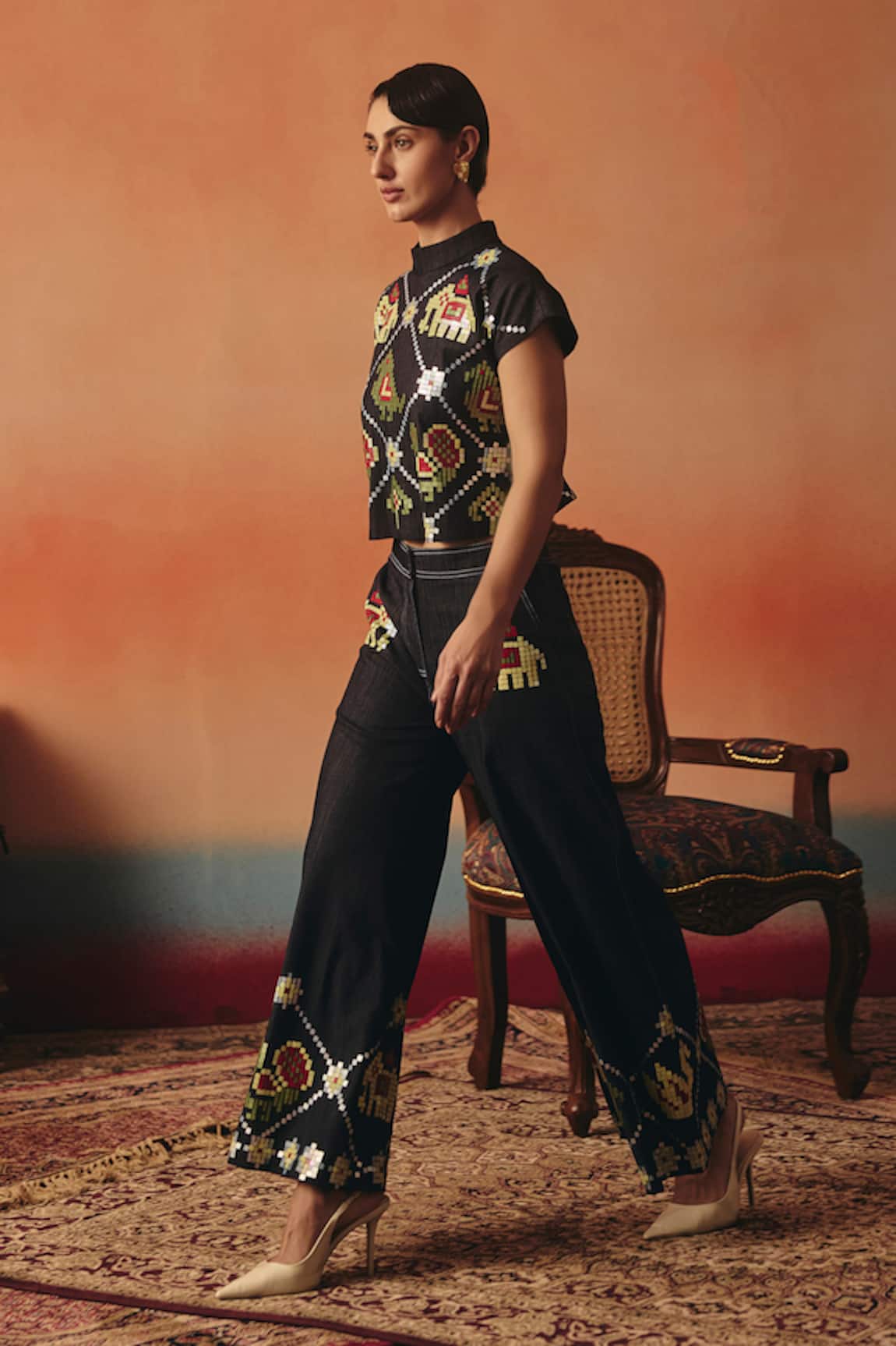 Pooja Rajgarhia Gupta Mithu Ikat Pattern Top & Pant Co-ord Set 