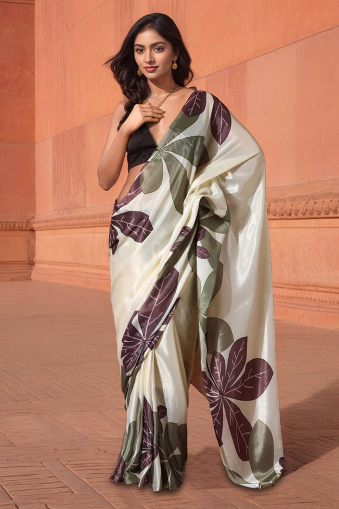Naintara Bajaj Floral Bloom Print Pre-Draped Saree With Blouse 