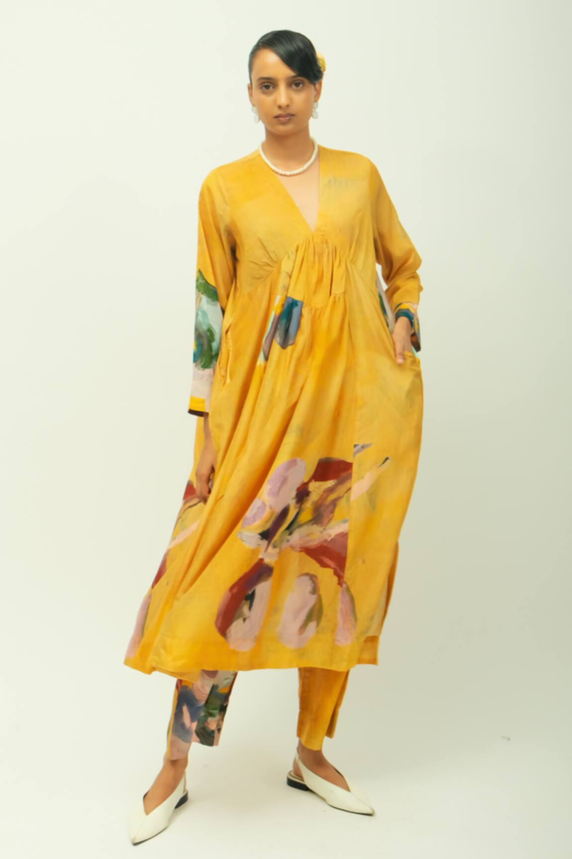 OFRIDA Sol Dotted Dobby Abstract Print Dress 