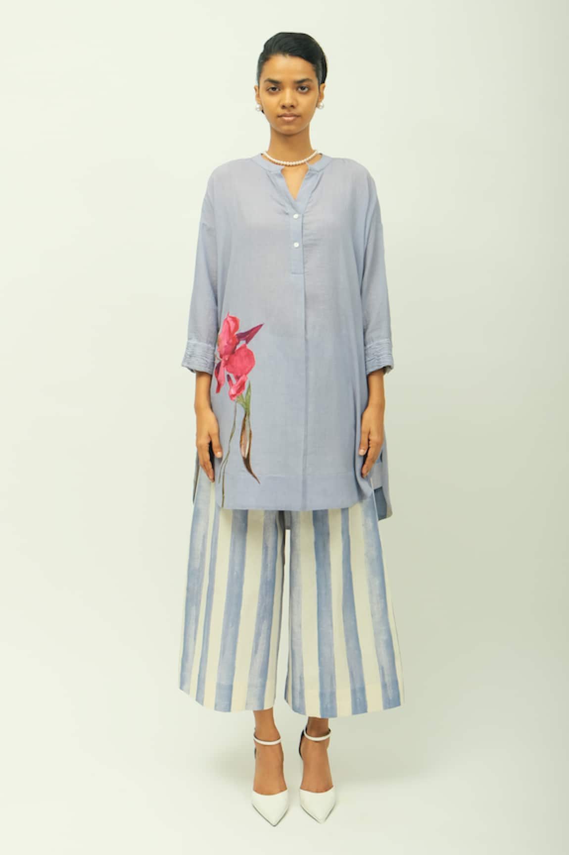 OFRIDA Flamingo Floral Print Poplin Top & Pant Set 