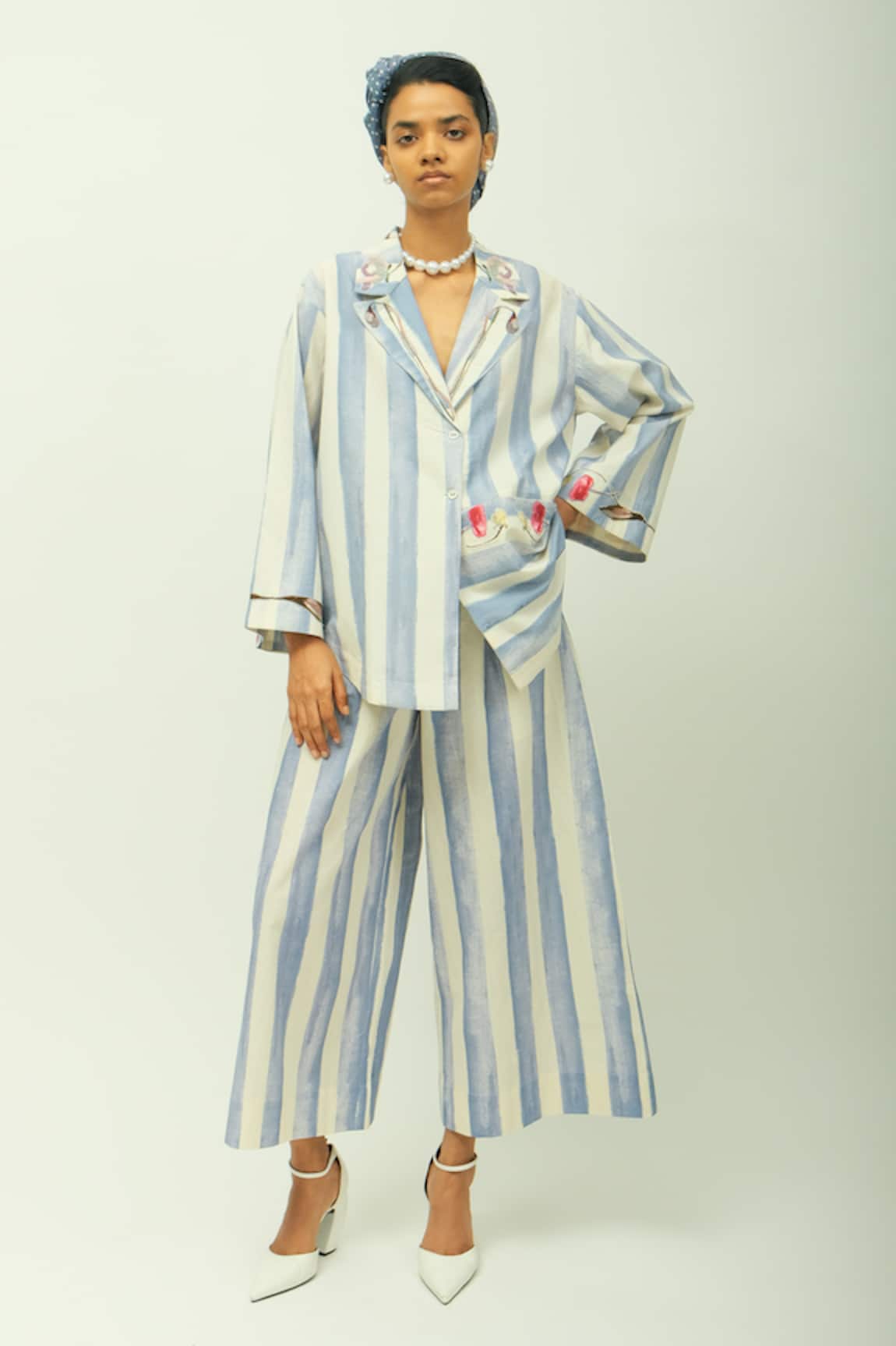 OFRIDA Bloomist Striped Poplin Top & Pant Set 