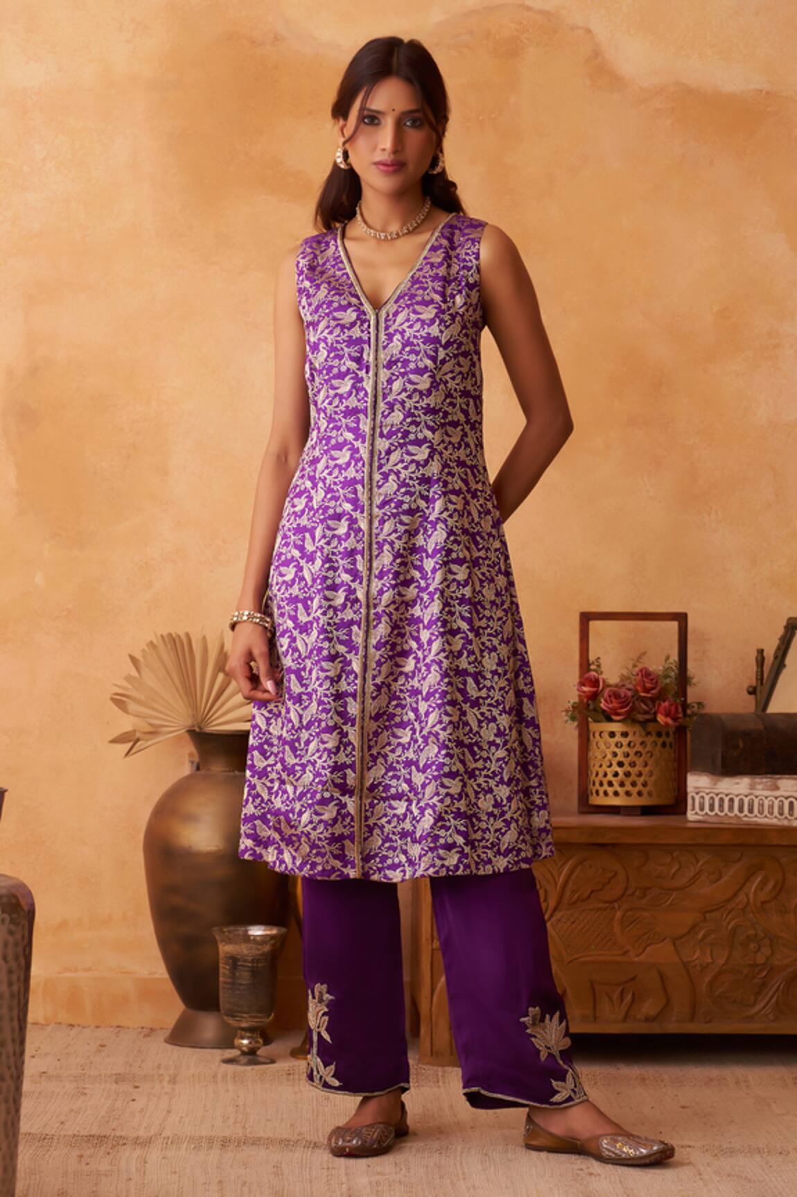 Neitri Mrinal Brocade & Silk Georgette Kurta Set 