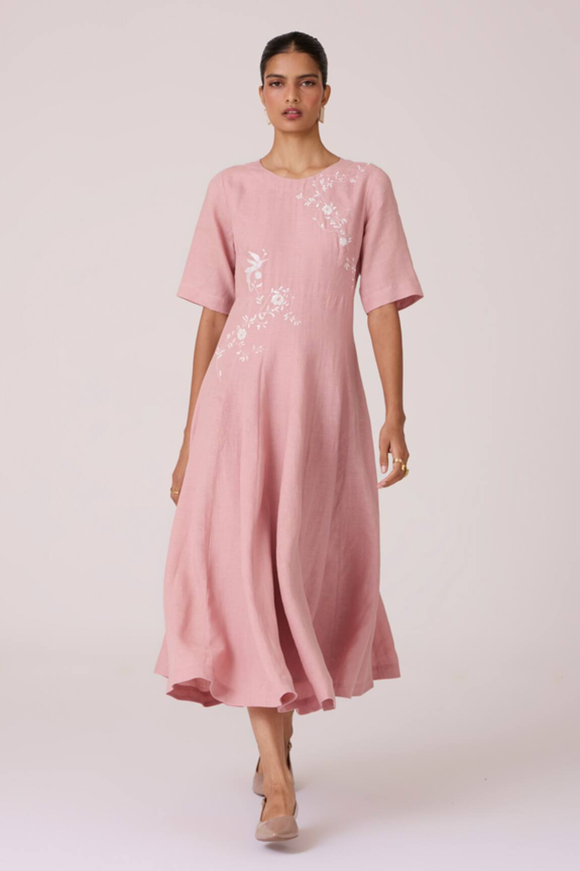 The Summer House Astral Rose Linen Dress 